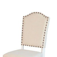 Orso Dining Side Chair Set of 2, Beige Cushioned, White Solid Mahogany - BM340367