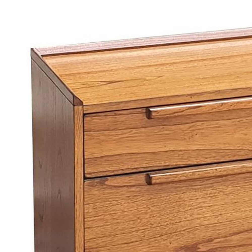 Amy Lateral File Cabinet, 36 Inch, 2 Drawers, Splayed Legs, Brown Solid Wood - BM340368