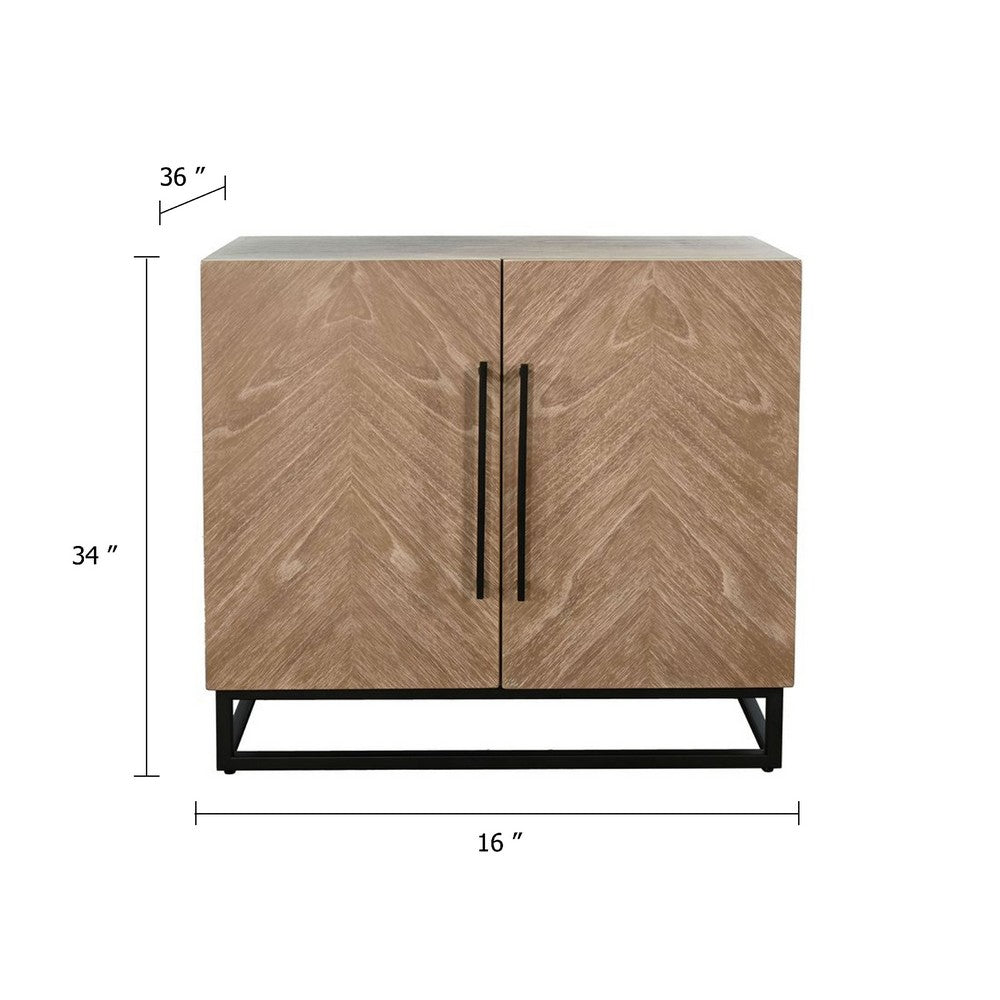 Dimy Accent Cabinet, 36 Inch, 2 Doors w Adjustable Shelves, Brown Solid Wood - BM340369