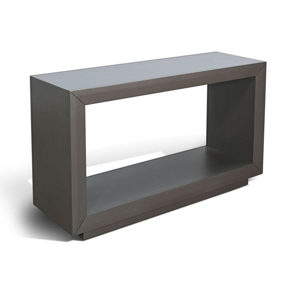 Kena Sofa Console Table, 50 Inch, Contemporary Dark Gray Solid Mahogany - BM340370