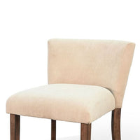 Giby Counter Stool Chair Set of 2, Beige, Dark Brown Solid Mahogany - BM340371