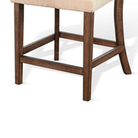 Giby Counter Stool Chair Set of 2, Beige, Dark Brown Solid Mahogany - BM340371