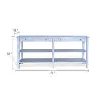 Meny Sofa Console Table, 71 Inch with Shelves, Light Gray Solid Wood - BM340376