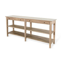 Meny Sofa Console Table, 71 Inch with Shelves, Brown Solid Wood - BM340377