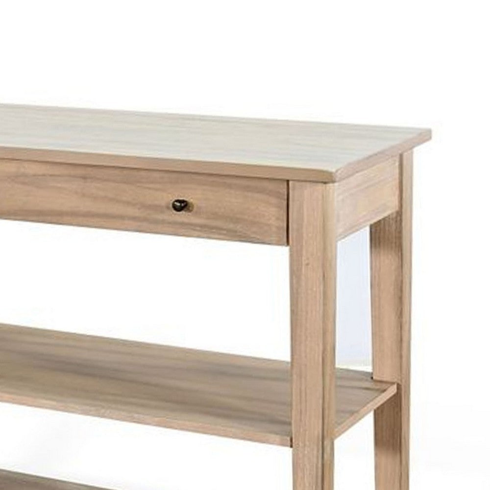 Meny Sofa Console Table, 71 Inch with Shelves, Brown Solid Wood - BM340377