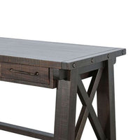 Anva Writing Desk, 58 Inch with Power Plug, Dark Brown Solid Mahogany - BM340379