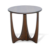 Natra Side End Table, 26 Inch Round, Cutout Base, Dark Brown Solid Wood - BM340380