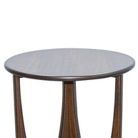 Natra Side End Table, 26 Inch Round, Cutout Base, Dark Brown Solid Wood - BM340380