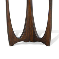 Natra Side End Table, 26 Inch Round, Cutout Base, Dark Brown Solid Wood - BM340380