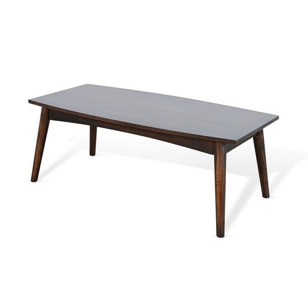 Neva Coffee Table, 48 Inch Rectangular, Dark Brown Solid Wood - BM340382