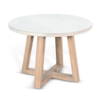 Dilly Side End Table, Cross Pedestal Base, Light Gray, 28 Inch Solid Wood - BM340383
