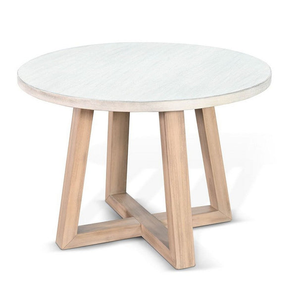 Dilly Side End Table, Cross Pedestal Base, Light Gray, 28 Inch Solid Wood - BM340383