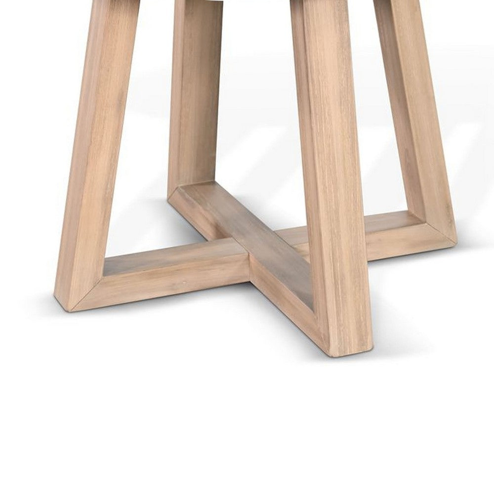 Dilly Side End Table, Cross Pedestal Base, Light Gray, 28 Inch Solid Wood - BM340383