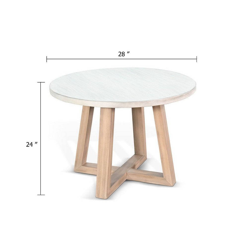 Dilly Side End Table, Cross Pedestal Base, Light Gray, 28 Inch Solid Wood - BM340383