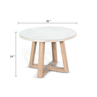Dilly Side End Table, Cross Pedestal Base, Light Gray, 28 Inch Solid Wood - BM340383