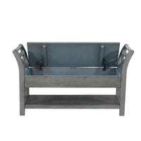 Demi 48 Inch Storage Bench, Lower Shelf, Rustic Blue Solid Wood - BM340385