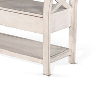 Demi 48 Inch Storage Bench, Lower Shelf, Rustic White Solid Wood - BM340386
