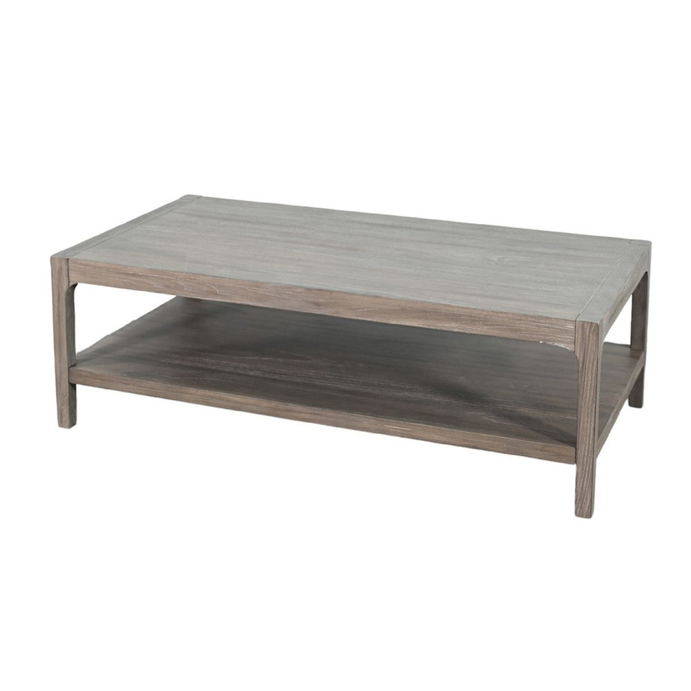 Fela Coffee Table, 52 Inch Rectangular Top, Natural Brown Solid Wood - BM340388