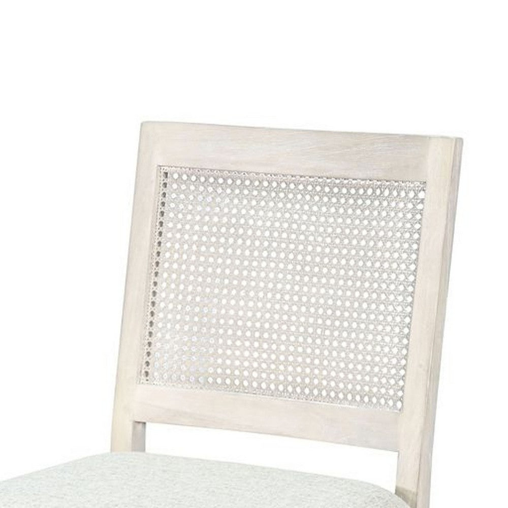 Zemi Dining Chair Set of 2, Rattan Back, Beige, Light Gray Solid Wood - BM340390