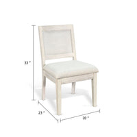 Zemi Dining Chair Set of 2, Rattan Back, Beige, Light Gray Solid Wood - BM340390