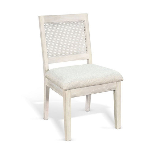 Zemi Dining Chair Set of 2, Rattan Back, Beige, Light Gray Solid Wood - BM340390