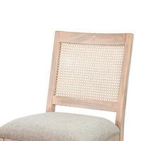 Zemi Dining Chair Set of 2, Rattan, Beige, Natural Brown Solid Wood - BM340392