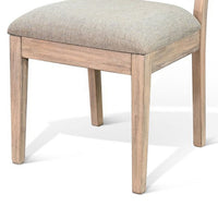 Zemi Dining Chair Set of 2, Rattan, Beige, Natural Brown Solid Wood - BM340392