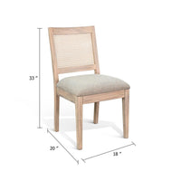 Zemi Dining Chair Set of 2, Rattan, Beige, Natural Brown Solid Wood - BM340392