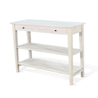 Pela Sofa Console Table, 42 Inch Top, 2 Shelves, Light Gray Solid Wood - BM340393