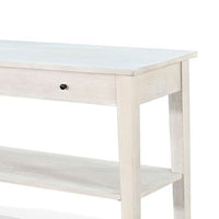 Pela Sofa Console Table, 42 Inch Top, 2 Shelves, Light Gray Solid Wood - BM340393