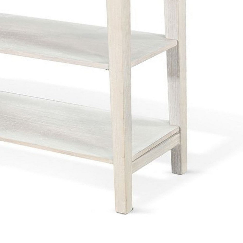 Pela Sofa Console Table, 42 Inch Top, 2 Shelves, Light Gray Solid Wood - BM340393