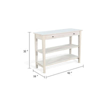 Pela Sofa Console Table, 42 Inch Top, 2 Shelves, Light Gray Solid Wood - BM340393