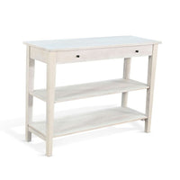 Pela Sofa Console Table, 42 Inch Top, 2 Shelves, Light Gray Solid Wood - BM340393