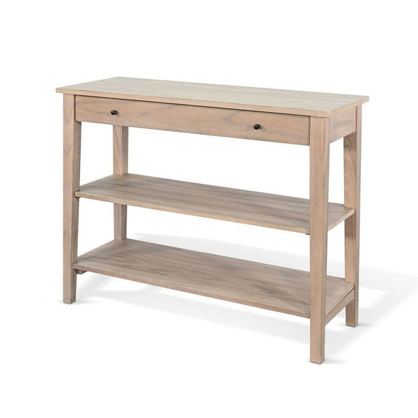 Pela Sofa Console Table, 42 Inch Top, 2 Shelves, Natural Brown Solid Wood - BM340394