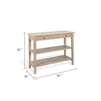 Pela Sofa Console Table, 42 Inch Top, 2 Shelves, Natural Brown Solid Wood - BM340394