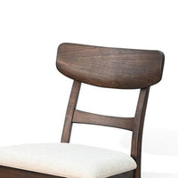 Amy Dining Chair Set of 2, Curved Back, Beige Seat, Dark Brown Solid Wood - BM340396