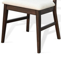 Amy Dining Chair Set of 2, Curved Back, Beige Seat, Dark Brown Solid Wood - BM340396