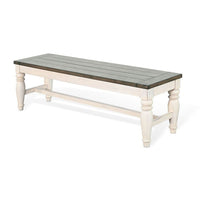 Dean Dining Bench, 52 Inch Brown Plank Seat, White Solid Wood - BM340397