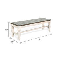 Dean Dining Bench, 52 Inch Brown Plank Seat, White Solid Wood - BM340397