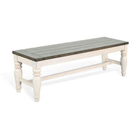 Dean Dining Bench, 52 Inch Brown Plank Seat, White Solid Wood - BM340397