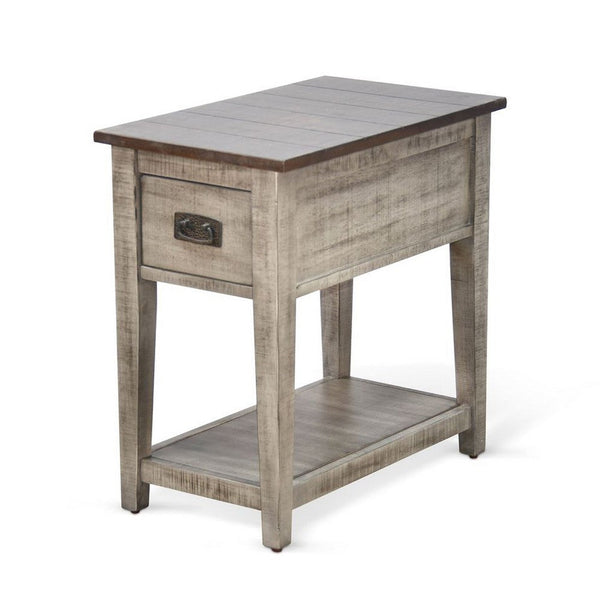 Camie Chair Side Table, 25 Inch Top, Gray Solid Wood - BM340398