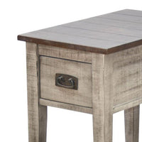 Camie Chair Side Table, 25 Inch Top, Gray Solid Wood - BM340398