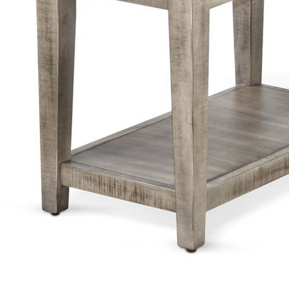 Camie Chair Side Table, 25 Inch Top, Gray Solid Wood - BM340398