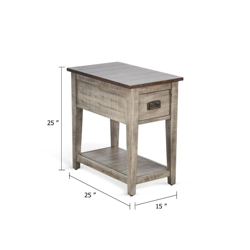 Camie Chair Side Table, 25 Inch Top, Gray Solid Wood - BM340398