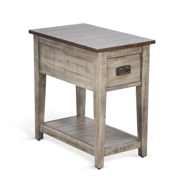 Camie Chair Side Table, 25 Inch Top, Gray Solid Wood - BM340398