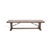 Yael Industrial Bench, Trestle Base, 70 Inch Rustic Brown Solid Wood - BM340399