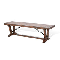 Yael Industrial Bench, Trestle Base, 70 Inch Rustic Brown Solid Wood - BM340399