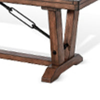 Yael Industrial Bench, Trestle Base, 70 Inch Rustic Brown Solid Wood - BM340399