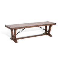 Yael Industrial Bench, Trestle Base, 70 Inch Rustic Brown Solid Wood - BM340399