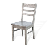 Zeka Dining Chair Set of 2, Ladder Back, Rustic Gray Solid Wood - BM340400